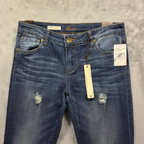 KUT from the Kloth Jeans Womens 2 Blue Catherine Boyfriend Distressed Stretch - Picture 3 of 14